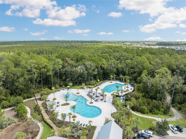 17537 Brighton Lake Rd, Land O Lakes, FL 34638 - birds eye view of property with a forest view