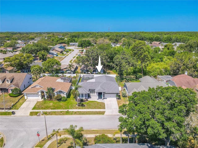 bird's eye view with a residential view