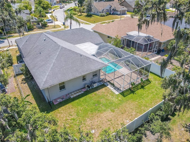 drone / aerial view with a residential view