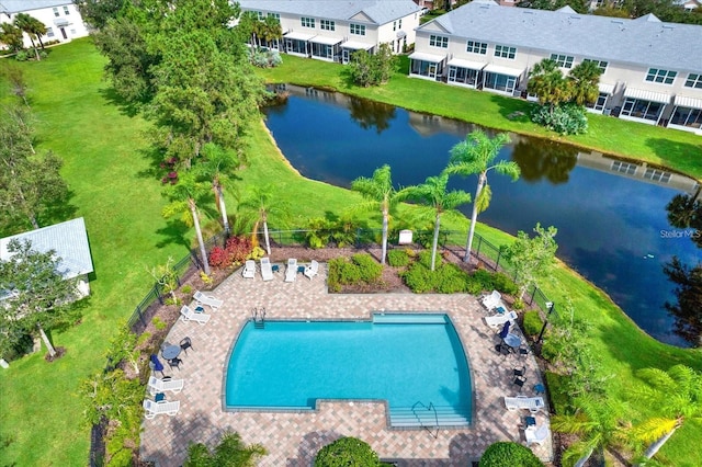 26514 Chimney Spire Ln, Wesley Chapel, FL 33544 - drone / aerial view of a large body of water and a pool area