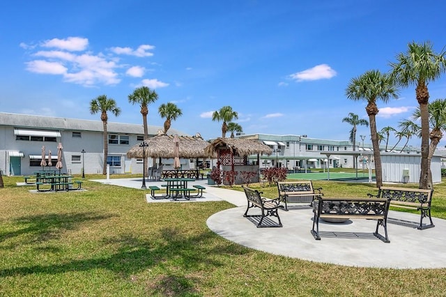 view of home's community featuring a lawn and a gazebo