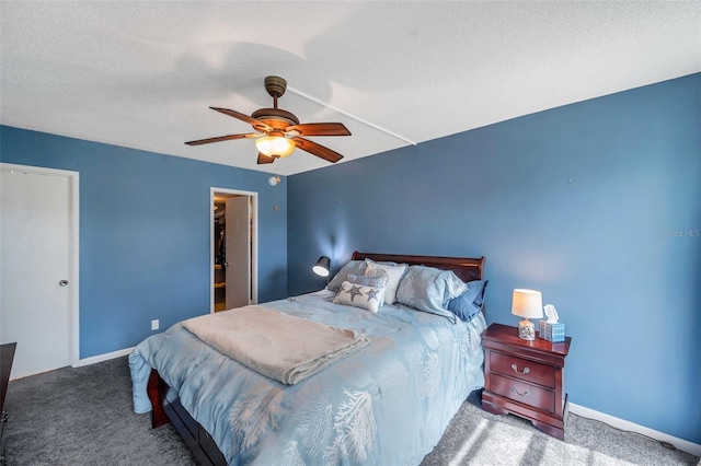 7400 Sun Island Dr S Unit 206, South Pasadena, FL 33707 - bedroom with carpet floors, a textured ceiling, a ceiling fan, and baseboards