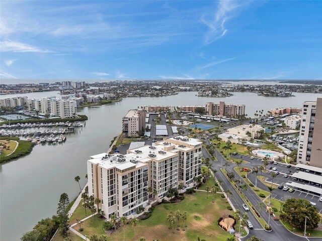 7400 Sun Island Dr S Unit 206, South Pasadena, FL 33707 - drone / aerial view of a nearby body of water and apartment complex / building