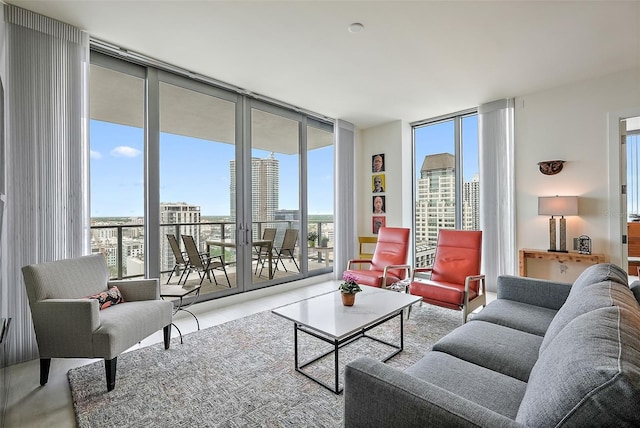 301 1st St S Unit 2305, Saint Petersburg, FL 33701 - living area featuring a wall of windows and a city view