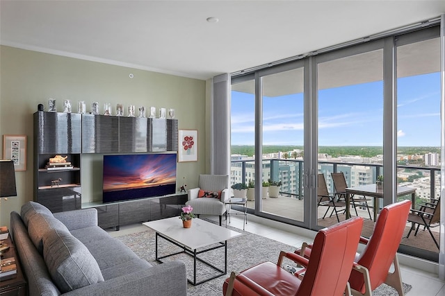301 1st St S Unit 2305, Saint Petersburg, FL 33701 - living room with floor to ceiling windows and tile patterned flooring