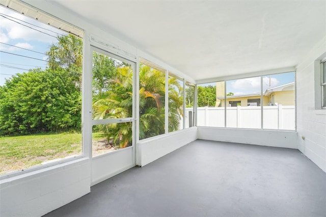 view of unfurnished sunroom
