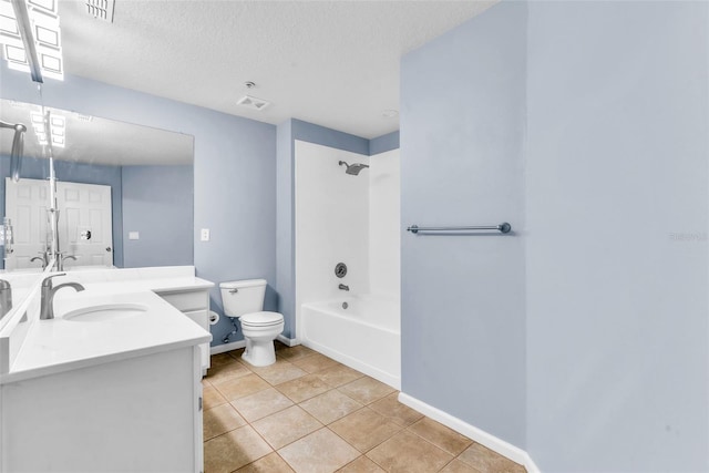bathroom with tile patterned floors, visible vents, toilet, and a sink