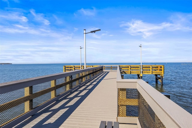 view of dock featuring a water view