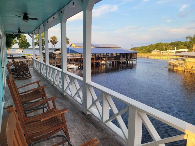 view of dock featuring a water view