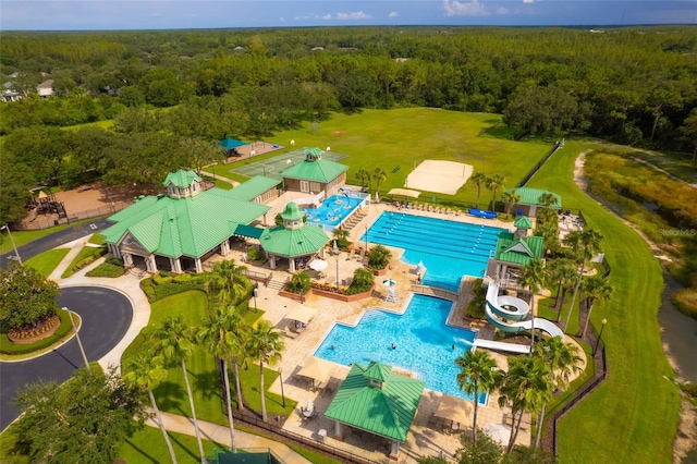 aerial view with a view of trees
