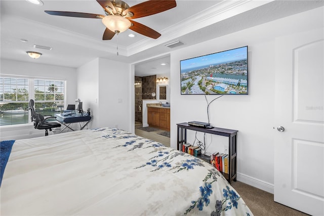 100 Windrush Blvd Unit 1, Indian Rocks Beach, FL 33785 - bedroom featuring crown molding, baseboards, recessed lighting, an office area, and carpet