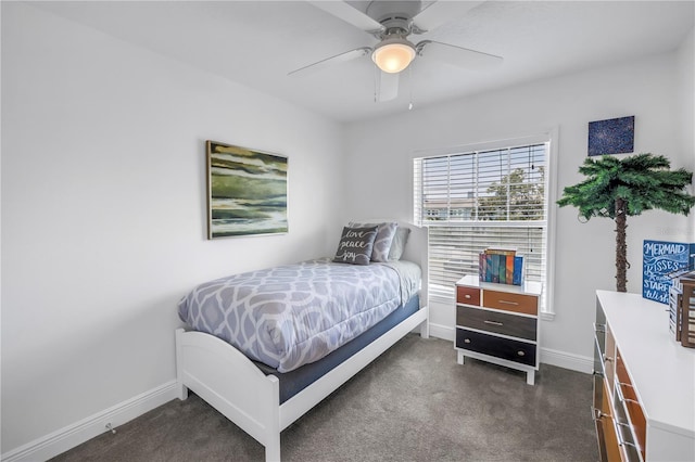 100 Windrush Blvd Unit 1, Indian Rocks Beach, FL 33785 - bedroom featuring dark carpet, baseboards, and a ceiling fan
