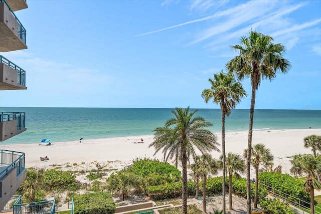property view of water featuring a view of the beach