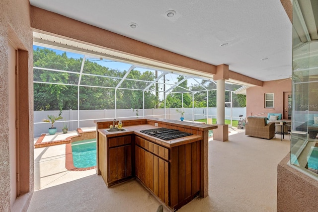4022 Valrico Grove Dr, Valrico, FL 33594 - view of patio featuring glass enclosure, a fenced backyard, and outdoor lounge area