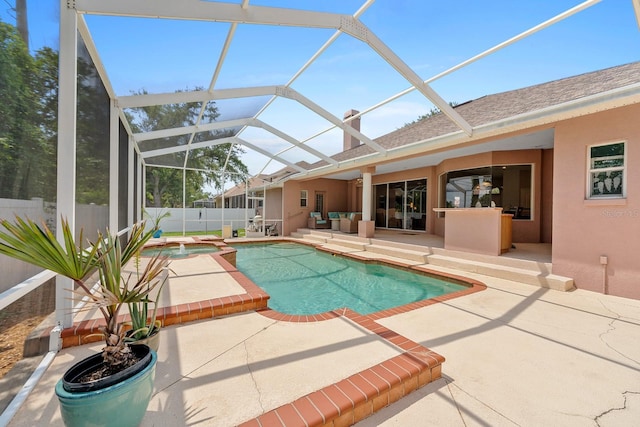 4022 Valrico Grove Dr, Valrico, FL 33594 - view of pool featuring a patio, fence, an outdoor hangout area, and a lanai