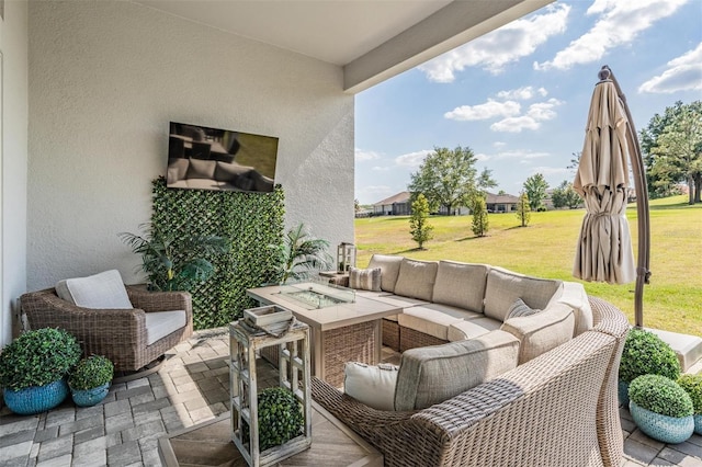 view of patio with outdoor lounge area
