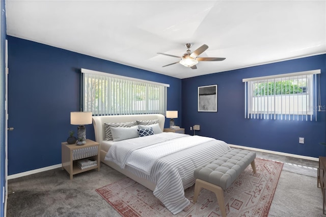 505 S Larry Cir, Brandon, FL 33511 - bedroom featuring multiple windows, carpet, baseboards, and ceiling fan