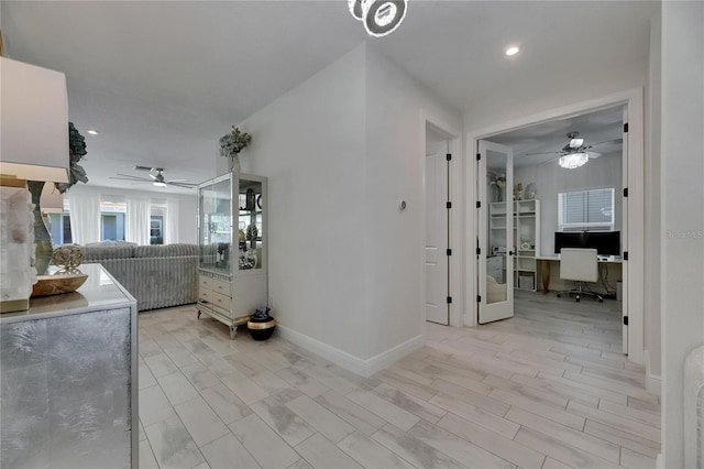 6252 Hidden Branch Dr, Apollo Beach, FL 33572 - hallway featuring recessed lighting, baseboards, and french doors