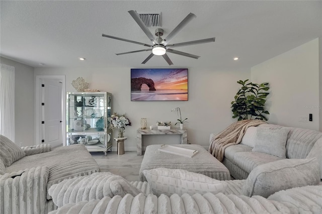 6252 Hidden Branch Dr, Apollo Beach, FL 33572 - living room with a ceiling fan and recessed lighting