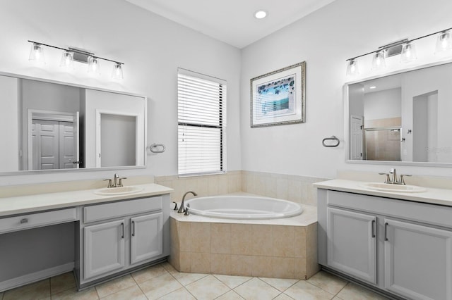 19407 Sweet Grass Way, Lutz, FL 33558 - full bath with a stall shower, tile patterned flooring, and a sink