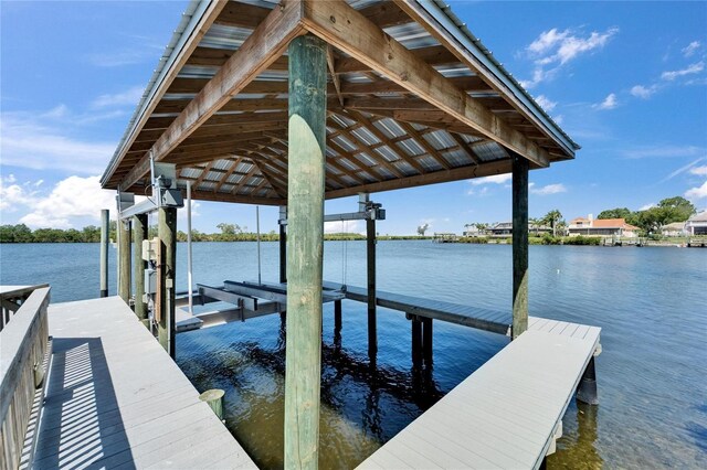 935 Chipaway Dr, Apollo Beach, FL 33572 - dock area with boat lift and a water view