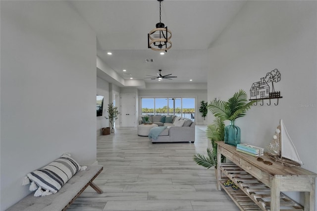 935 Chipaway Dr, Apollo Beach, FL 33572 - hallway with recessed lighting and light wood-style floors