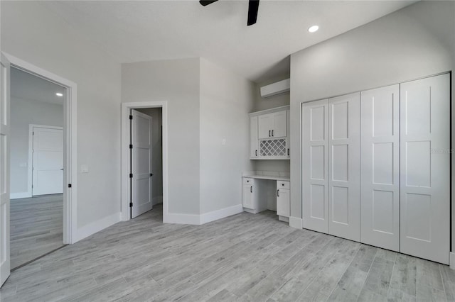935 Chipaway Dr, Apollo Beach, FL 33572 - unfurnished bedroom featuring light wood-style flooring, baseboards, a closet, recessed lighting, and ceiling fan