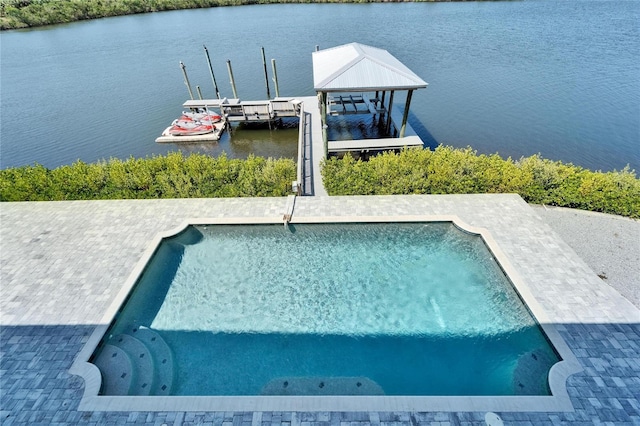 935 Chipaway Dr, Apollo Beach, FL 33572 - swimming pool with a water view and a dock