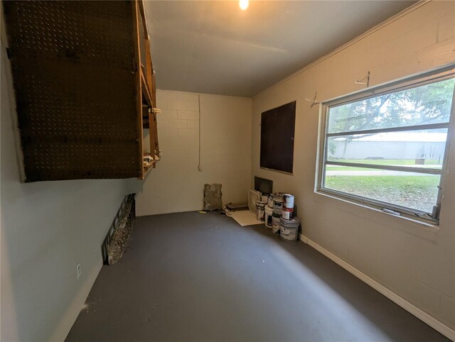 interior space with finished concrete floors