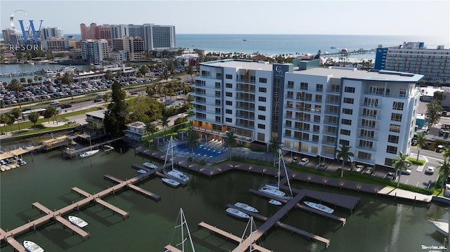 411 E Shore Dr Unit 202, Clearwater Beach, FL 33767 - aerial view featuring a city view and a water view