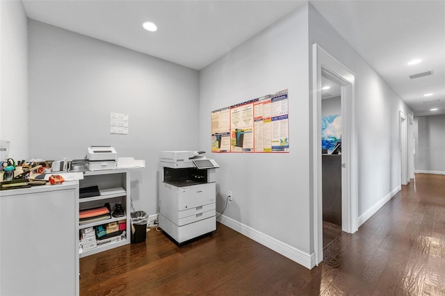 miscellaneous room featuring baseboards, recessed lighting, and wood-type flooring