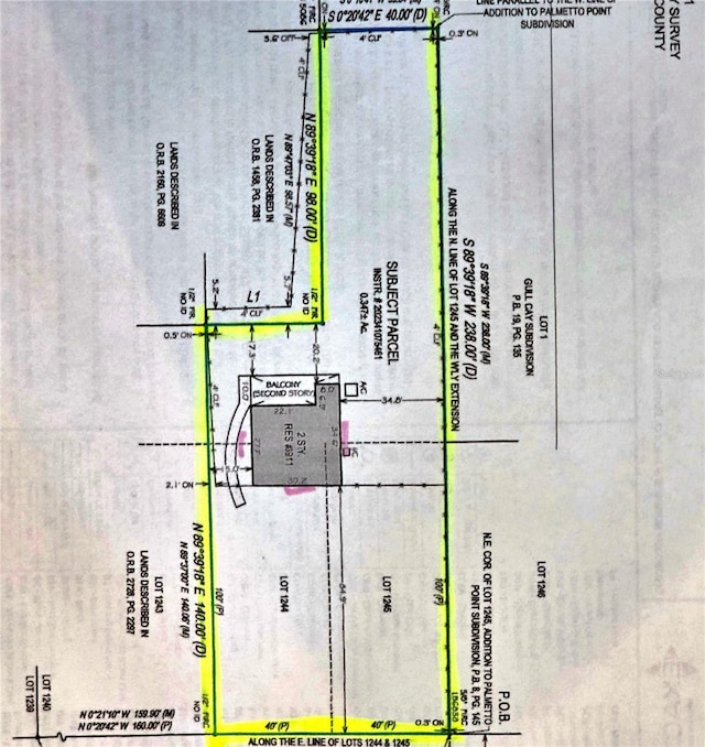 3911 6th Ave W, Palmetto, FL 34221 - survey map / technical document with property parcel outlined