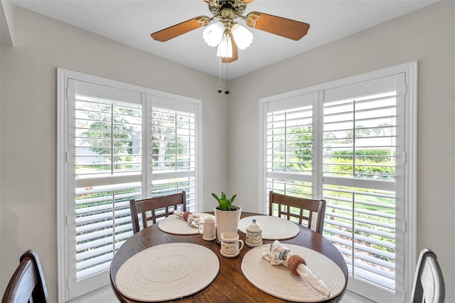 9335 Stonewall, New Port Richey, FL 34655 - dining room featuring plenty of natural light and a ceiling fan