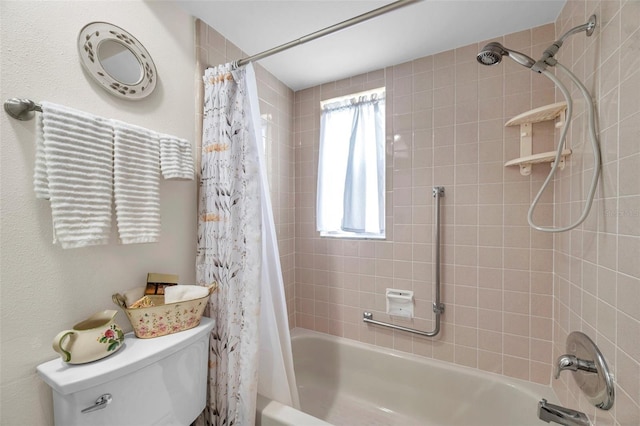 9335 Stonewall, New Port Richey, FL 34655 - bathroom featuring shower / bathtub combination with curtain and toilet