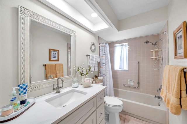 9335 Stonewall, New Port Richey, FL 34655 - bathroom with vanity, shower / bath combination with curtain, and toilet