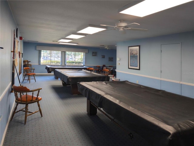 9335 Stonewall, New Port Richey, FL 34655 - game room featuring carpet floors, billiards table, and ceiling fan