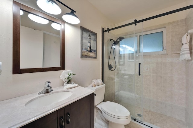 1349 New Bedford Dr Unit 6, Sun City Center, FL 33573 - bathroom featuring vanity, toilet, and a shower stall