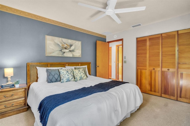 10 Greenhaven Cir, Oldsmar, FL 34677 - bedroom featuring carpet, a closet, and a ceiling fan