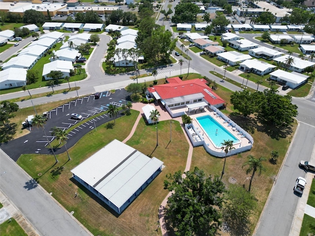 aerial view of a pool