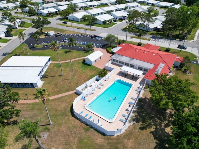 aerial view of a pool