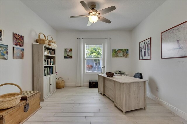 5814 Silver Sun Dr, Apollo Beach, FL 33572 - office space featuring ceiling fan and light wood-style floors