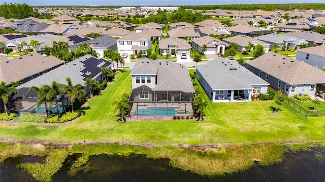 5814 Silver Sun Dr, Apollo Beach, FL 33572 - aerial view of residential area with a pool and a nearby body of water