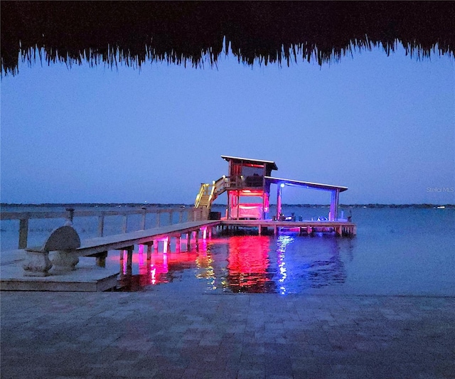 view of dock featuring a water view