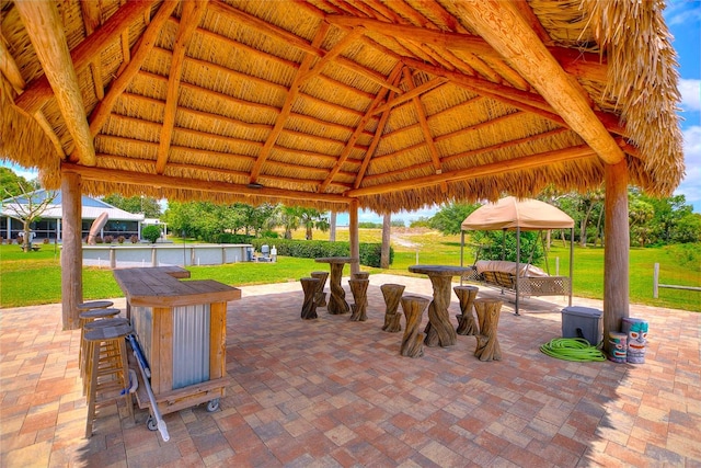 view of patio / terrace featuring a gazebo