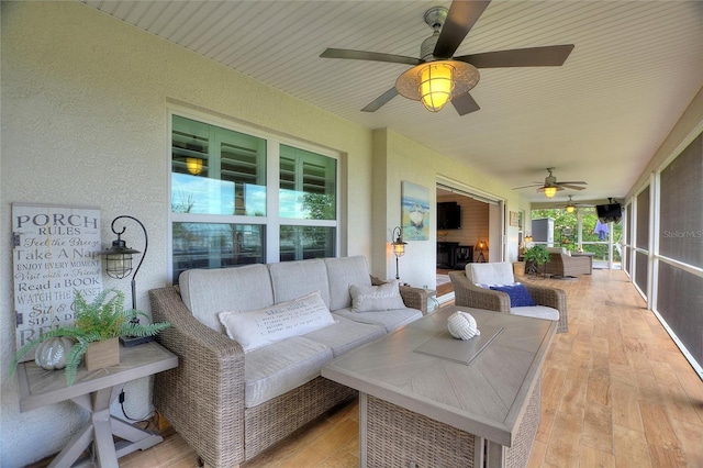 1395 S Lake Reedy Blvd, Frostproof, FL 33843 - sunroom / solarium featuring ceiling fan and an outdoor hangout area