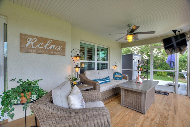 1395 S Lake Reedy Blvd, Frostproof, FL 33843 - sunroom with a ceiling fan and an outdoor living space