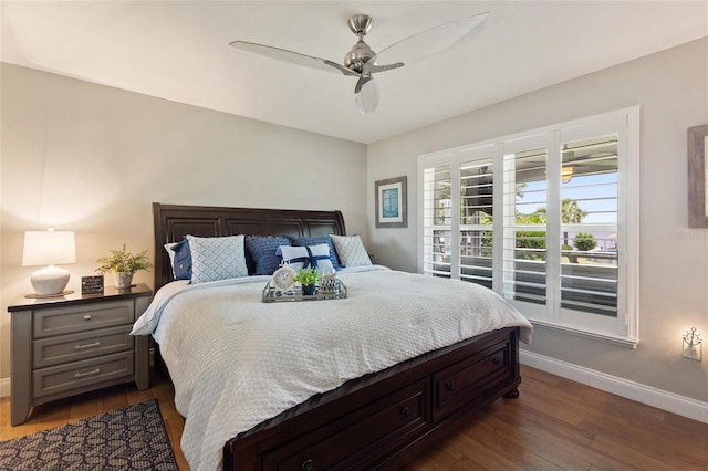 1395 S Lake Reedy Blvd, Frostproof, FL 33843 - bedroom with baseboards, dark wood-style flooring, and ceiling fan
