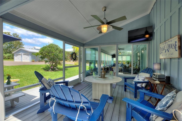 1395 S Lake Reedy Blvd, Frostproof, FL 33843 - sunroom / solarium featuring vaulted ceiling and a ceiling fan