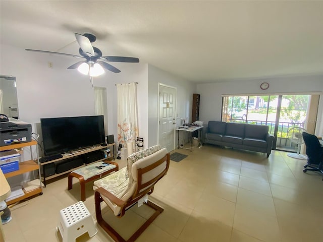 2643 Pine Ridge Way S Unit A1, Palm Harbor, FL 34684 - tiled living area featuring ceiling fan