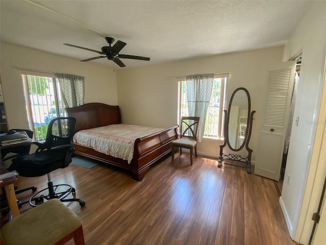 2643 Pine Ridge Way S Unit A1, Palm Harbor, FL 34684 - bedroom with multiple windows, baseboards, and dark wood finished floors